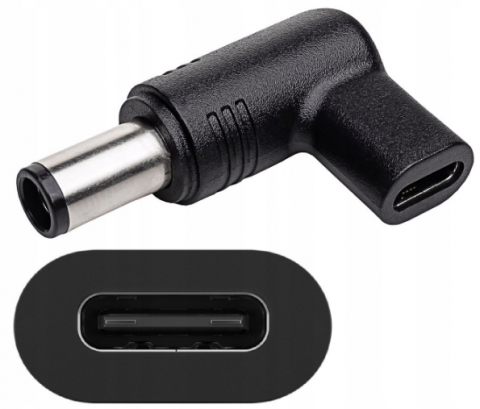 Perėjimas maitinimo šaltiniui nešiojamam kompiuteriui USB C → 7.4x5.0mm Dell kampu